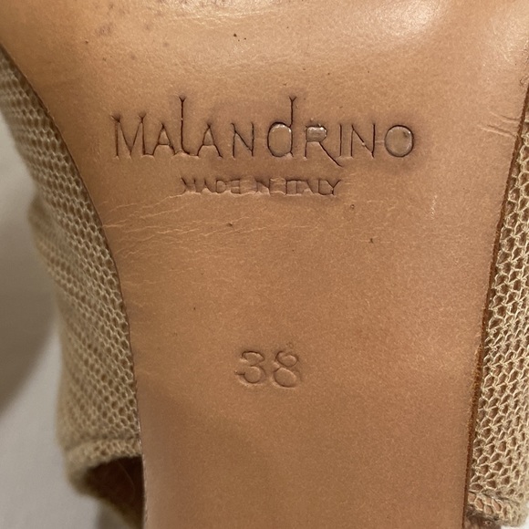 Catherine Malandrino Nude leather w/net peep toe sling backs 4” heel Italy SZ 38 - Picture 7 of 16